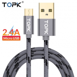 TOPK kabel Micro USB 2.4A szybka synchronizacja danych kabel ładowania do Samsunga Huawei Xiaomi LG z systemem android Microusb 