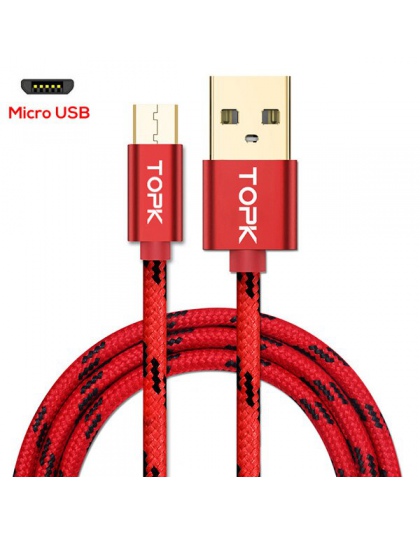 TOPK kabel Micro USB 2.4A szybka synchronizacja danych kabel ładowania do Samsunga Huawei Xiaomi LG z systemem android Microusb 