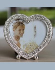 3 "7" 6 Cal ramka na zdjęcia ślubne błyszczące, srebrne metalowe ramy obrazu lustro miłość w kształcie serca w kształcie serca k