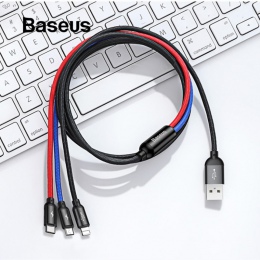 Baseus 3 w 1 kabel USB do telefonu komórkowego Micro USB typu C kabel ładowarki do ładowania iphone'a w tym kabel Micro USB łado