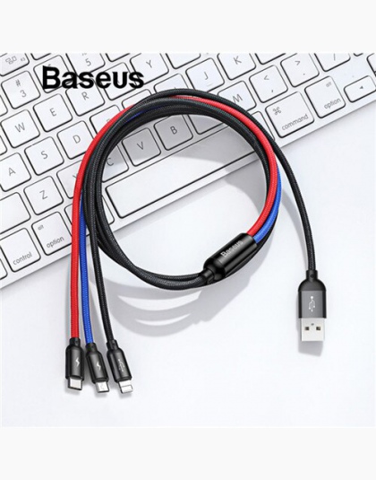 Baseus 3 w 1 kabel USB do telefonu komórkowego Micro USB typu C kabel ładowarki do ładowania iphone'a w tym kabel Micro USB łado