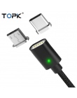 TOPK AM21 kabel magnetyczny kabel USB typu C & Micro USB pleciony kabel nylonowy wskaźnik LED synchronizacji danych kabel magnet