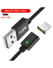 TOPK AM21 kabel magnetyczny kabel USB typu C & Micro USB pleciony kabel nylonowy wskaźnik LED synchronizacji danych kabel magnet