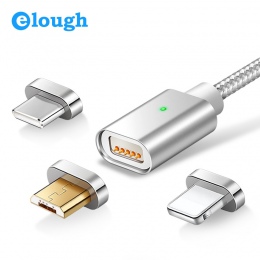 Elough E04 kabel magnetyczny dla iPhone Samsung Xiaomi Micro USB typu C kabel do szybkiego ładowania telefonu komórkowego magnes