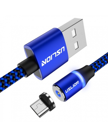 USLION LED magnetyczny kabel USB do Samsung Xiaomi dla iPhone XS X magnes Plug & kabel USB typu C & Micro USB kabel do szybkiego