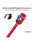 TOPK L magnetyczny kabel ładujący, 90 stopni LED dla iPhone X 8 7 6 Plus i kabel Micro USB i USB typu C kabel USB C