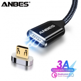 ANBES magnetyczny Micro USB kabel do Xiaomi Huawei telefonu komórkowego z systemem Android szybkiego ładowania bezprzewodowego m