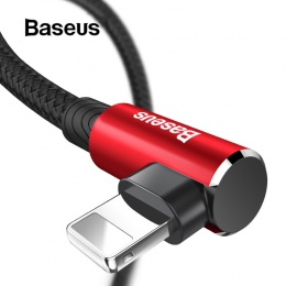 Baseus przewód USB z wtyczką kątową 90° dla iPhone 5 6 6 s 7 8 szybki kabel do ładowania dla iPad ładowarka USB kabel L typ komó