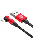 Baseus przewód USB z wtyczką kątową 90° dla iPhone 5 6 6 s 7 8 szybki kabel do ładowania dla iPad ładowarka USB kabel L typ komó