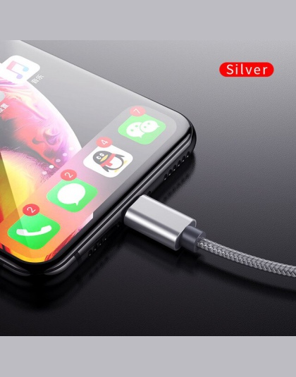 USB kabel do transmisji danych dla iphone X XS MAX 8 7 6 6 s plus 5 se nylonowy warkocz szybkie ładowanie kabel oświetleniowy dl