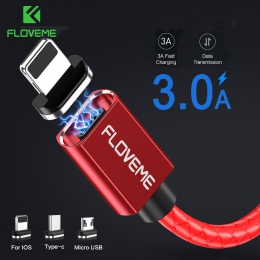 FLOVEME 3A kabel magnetyczny Micro USB typu C dla iPhone 1 M szybkie ładowanie USB C telefon magnes ładowarka do Samsunga Xiaomi