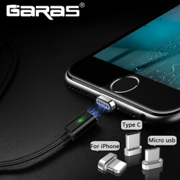 GARAS magnetyczny kabel do iphone/Micro USB/typ C ładowarka Adapter wtyk dla iphone magnes szybkiego ładowania mobilna kable tel