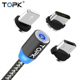 TOPK AM17 LED magnetyczny kabel USB/Micro USB/typu C dla iPhone X Xs Max magnes ładowarka do Samsunga Xiaomi Pocophone USB C