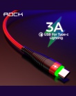 ROCK typu C 3A światła LED kabel USB typu C USBC szybkie ładowanie QC 4.0 ładowarka typu c oświetlenie kabel do Samsung S10 S9 X
