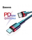 Baseus USB typu C do typu C kabel dla Redmi K20 uwaga 7 Pro szybkie ładowanie 4.0 szybka typu opłata -C kabel do Samsung S9 USB-