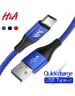 H & A 3A kabel USB typu C szybka ładowarka kabel do synchronizacji danych kabel typu C do Samsung S9 S8 uwaga 9 telefon Huawei H