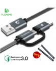 FLOVEME QC3.0 kabel USB typu C do Samsung Galaxy Note 9 S9 2.8A kabel Micro USB 2 w 1 szybka ładowania kabel USB C dla Redmi uwa