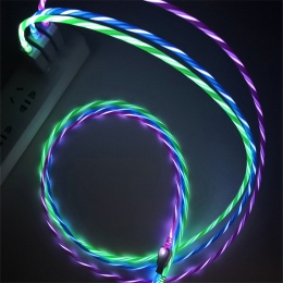 LED Glow płynącej danych ładowarka USB typu C/Micro USB/8 Pin kabel do ładowania dla iPhone X Samsung galaxy S9 S8 przewód ładow