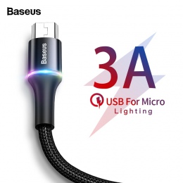 Baseus oświetlenie LED kabel Micro USB 3A szybkie ładowanie ładowarka kabel Microusb do Samsung Xiaomi telefonu komórkowego z sy