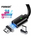 FONKEN magnetyczny micro USB kabel magnes USB typu C kabel do telefonu 3A komórkowego szybka ładowarka przewód Android szybkie k