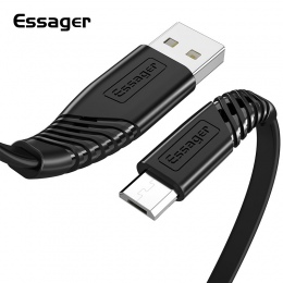 Essager Micro USB ładowarka płaski kabel do Samsung Huawei Xiaomi 1 M 2 M danych przewód do synchronizacji drutu 2.4A szybkie ła