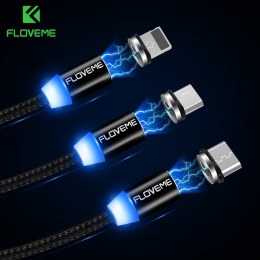 FLOVEME kabel magnetyczny 1 m pleciony przenośna dioda LED typu C Micro USB kabel magnetyczny do ładowania dla Apple iPhone X 7 