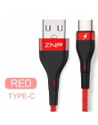 ZNP kabel USB typu C do Samsung S10 S9 S8 A50 Xiaomi Redmi Note 7 szybkie ładowanie USB-C ładowarka samochodowa telefon USBC kab