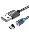 TOPK R-Line1 LED magnetyczny kabel USB, magnes Plug & kabel USB typu C & Micro kabel USB i kabel USB dla iPhone X 8 7 6 plus 5S 