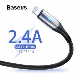 Baseus stalowy ze stopu projekt oświetlenia kabel USB do telefonu iPhone xs max 1 m 2.4A kabel do ładowania dla iPhone X 8 7 6 p