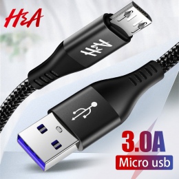 H & A 3A mikro szybka ładowarka kabel do Samsung Sony Xiaomi USB z systemem Android mikro szybka kabel danych do ładowania A3 A5