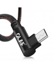 OLAF 2 m kabel Micro USB 2A szybka ładowarka kabel USB 90 stopni kolanko Nylon pleciony kabel do transmisji danych dla Samsung /