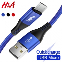 H & A kabel Micro USB szybka ładowarka kabel pleciony kabel USB ładowarka dla Xiaomi Huawei LG telefon komórkowy Samsung telefon