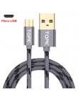 TOPK oryginalny kabel Micro USB z powłoki metalowe pozłacane złącze pleciony drut do Samsung/Sony/Xiaomi/ telefon z systemem And