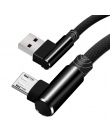 Kabel Micro USB kolanko 90 stopni Nylon pleciony 1 m 2 m 3 m szybkie ładowanie ładowarka kabel do transmisji danych dla samsung 