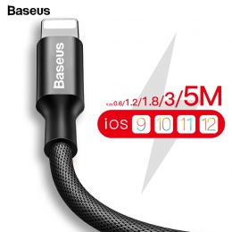 Baseus kabel USB dla iPhone Xs Max XR X 8 7 6 6 s 5 5S 5C SE iPad szybka do ładowania danych ładowarka USB przewód komórkowy kab
