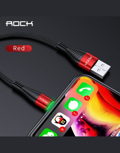 Rock 1 m 2 m Led Usb ładowarka do kabel do iphone dla iphone 5 5S 6 6 s 7 8 Plus x przewód iPad kabel Usb do ładowania kabel ośw