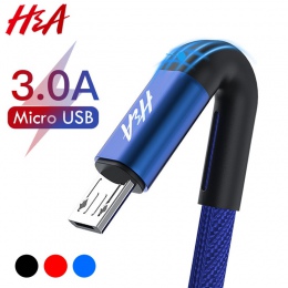 H & A kabel Micro USB 3.0A szybkie ładowanie Micro USB ładowarka kabel do Samsung J4 J5 J6 J7 Xiaomi Redmi uwaga 5 4 z systemem 