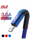 H & A kabel Micro USB 3.0A szybkie ładowanie Micro USB ładowarka kabel do Samsung J4 J5 J6 J7 Xiaomi Redmi uwaga 5 4 z systemem 