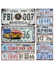 Dekoracyjne prostokątne tabliczki emaliowane w amerykańskim stylu tablice rejestracyjne do garażu warsztatu samochodowego