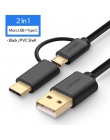 Ugreen kabel USB typu C do Samsung Galaxy S10 S9 Plus 2 w 1 szybko ładujący kabel micro USB dla Xiaomi Tablet kabel USB, Android