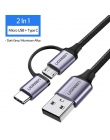 Ugreen kabel USB typu C do Samsung Galaxy S10 S9 Plus 2 w 1 szybko ładujący kabel micro USB dla Xiaomi Tablet kabel USB, Android