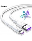 Baseus 5A USB typu C kabel do Huawei Mate 20 10 P30 P20 P10 Pro Lite P inteligentny USBC typu C kabel do szybkiego ładowania USB