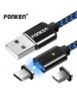 FONKEN kabel magnetyczny Micro USB typu C magnes kabel do telefonu szybka ładowarka USB przewód zasilający do Samsung Xiaomi Hua