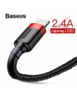 Baseus USB kabel do transmisji danych dla kabel do iPhone 2.4A szybki kabel do ładowania dla iPad ładowarka do iPhone’a przewód 