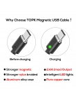 TOPK F-Line1 kabel magnetyczny wskaźnik LED USB typu C i kabel Micro USB adapter do kabla Nylon pleciony synchronizacji danych k