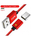 TOPK F-Line1 kabel magnetyczny wskaźnik LED USB typu C i kabel Micro USB adapter do kabla Nylon pleciony synchronizacji danych k