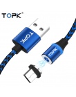 TOPK AM33 Micro USB kabel magnetyczny Nylon pleciony komórkowy kable telefoniczne dla Micro USB Port микроюсб LED kabel magnetyc