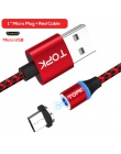 TOPK AM33 Micro USB kabel magnetyczny Nylon pleciony komórkowy kable telefoniczne dla Micro USB Port микроюсб LED kabel magnetyc