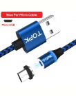 TOPK AM33 Micro USB kabel magnetyczny Nylon pleciony komórkowy kable telefoniczne dla Micro USB Port микроюсб LED kabel magnetyc