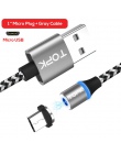 TOPK AM33 Micro USB kabel magnetyczny Nylon pleciony komórkowy kable telefoniczne dla Micro USB Port микроюсб LED kabel magnetyc